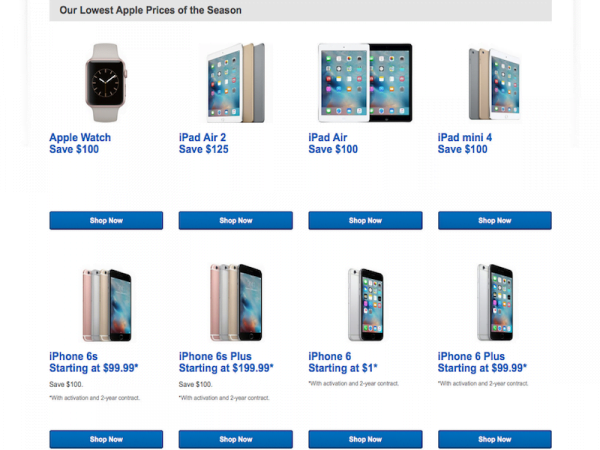 Apple Holiday Smartphone And Tablet Deals: iPhone 6s/6s Plus $100 Off, iPad Air 2 $125 Off Sale At Best Buy