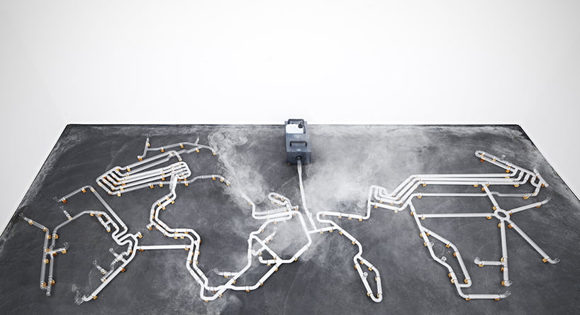 jeroen vaan loon materializes a glass internet filled with smoke signals